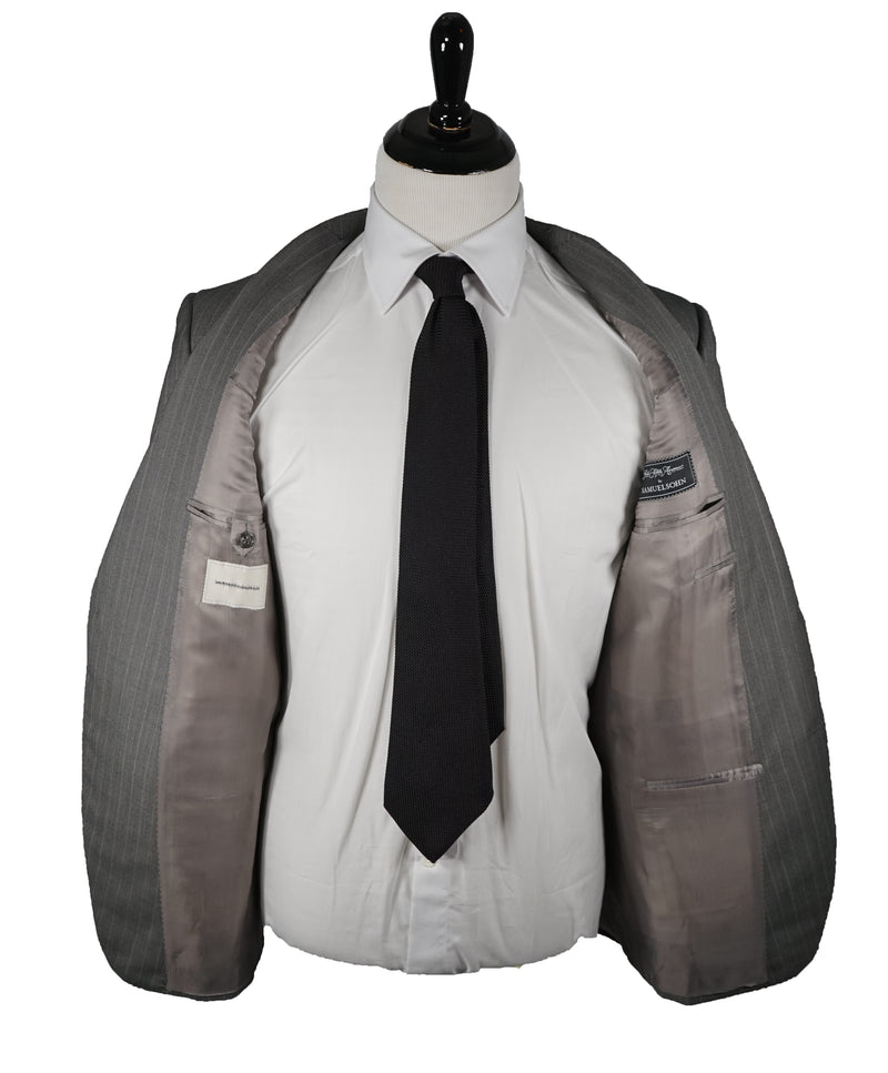 SAMUELSOHN - Super 130’s Textured Wool Gray Birdseye Stripe Suit - 44L