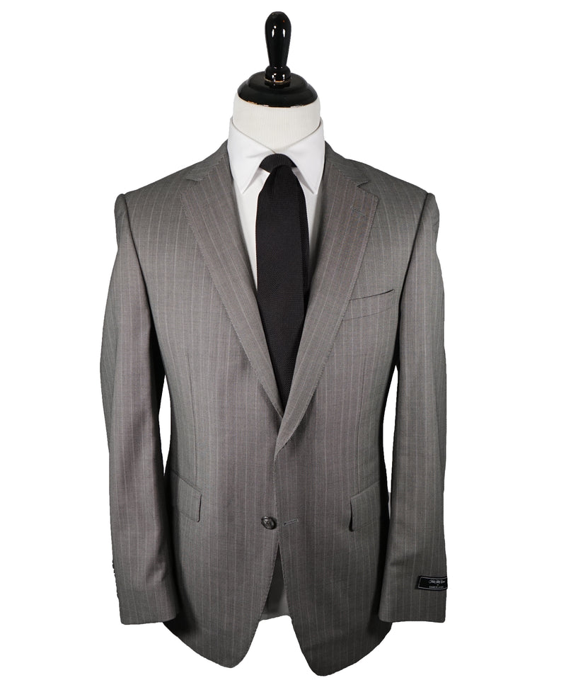 SAMUELSOHN - Super 130’s Textured Wool Gray Birdseye Stripe Suit - 44L