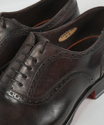 SANTONI - "GOODYEAR WELT” Hand Patina Brown Premium Brogue Oxfords - 9