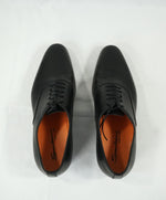 SANTONI - “Fenwick” Black Plain Vamp Slim Oxfords Orange Sole - 10.5