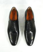 SANTONI - “Fenwick” Black Plain Vamp Slim Oxfords Orange Sole - 12