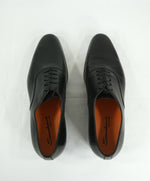 SANTONI - “Fenwick” Black Plain Vamp Slim Oxfords Orange Sole - 12