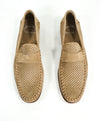 SANTONI - Beige Suede Leather Perforated Unlined Venetian Loafers - 8.5