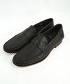 SANTONI - Brown Leather Perforated Unlined Venetian Loafers - 11.5