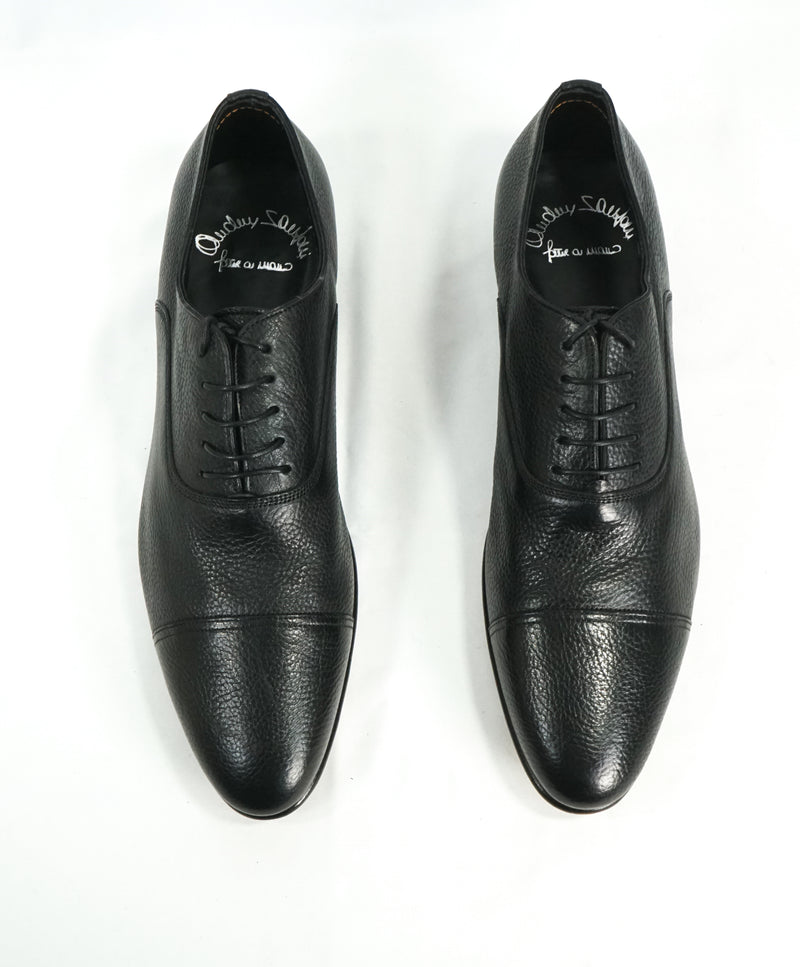 SANTONI - "Fatte A Mano" Hand Made Pebbled Leather Unlined Venetian Oxford - 11