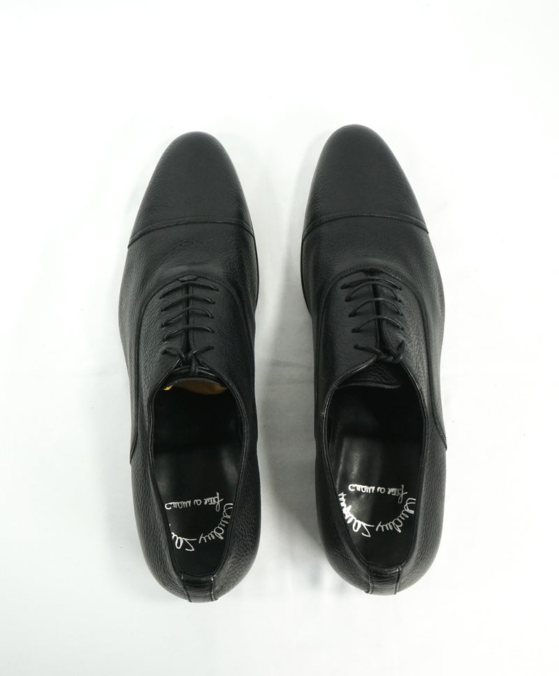 SANTONI - "Fatte A Mano" Hand Made Pebbled Leather Unlined Venetian Oxford - 11