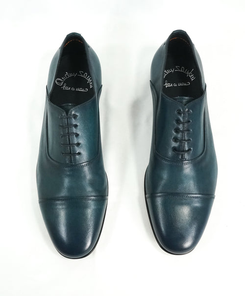 SANTONI - "Fatte A Mano" Hand Made Turquoise Unlined Venetian Oxford - 9