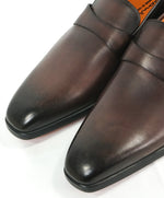 SANTONI - Sleek Plain Vamp Leather Loafers W Iconic Orange Sole - 8