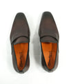SANTONI - Sleek Plain Vamp Leather Loafers W Iconic Orange Sole - 8
