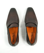 SANTONI - Sleek Plain Vamp Leather Loafers W Iconic Orange Sole - 8