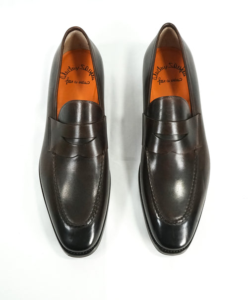 SANTONI -"Fatte A Mano" Hand Made Round Toe Penny Loafers - 10