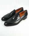 SANTONI - "Fatte A Mano" Hand Made Black Round Toe Penny Loafers - 10.5
