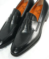 SANTONI - "Fatte A Mano" Hand Made Black Round Toe Penny Loafers - 10
