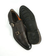 SANTONI - "GOODYEAR WELT” Mixed Pebbled & Grain Leather Monk Strap Loafers - 11.5