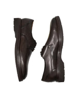 SANTONI - 3-Eylet Oxfords In Pebbled Brown Leather Rubber Sole - 11.5US