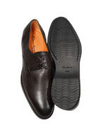 SANTONI - 3-Eylet Oxfords In Pebbled Brown Leather Rubber Sole - 11.5US