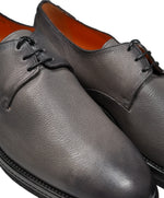 SANTONI - 3-Eylet Oxfords In Pebbled Gray Patina Leather Rubber Sole - 11 US