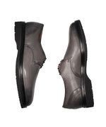 SANTONI - 3-Eylet Oxfords In Pebbled Gray Patina Leather Rubber Sole - 11 US