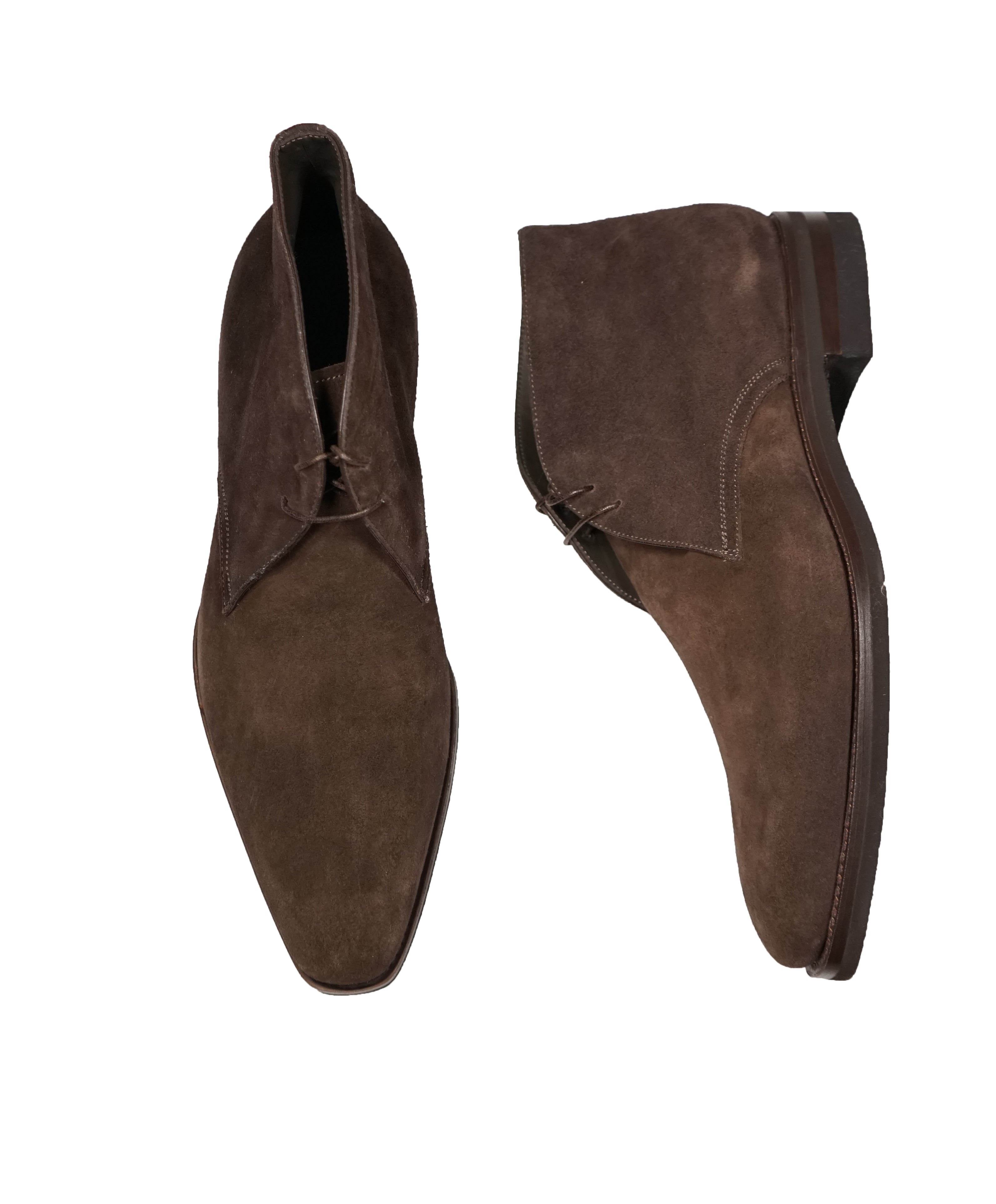 SANTONI - "GOODYEAR WELT” Slim Silhouette Weathered Chukka Boot  - 11.5