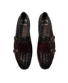 SANTONI - Hand-Antiqued Woven Leather Monk Strap Loafers - 9.5