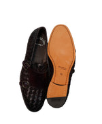 SANTONI - Hand-Antiqued Woven Leather Monk Strap Loafers - 9.5