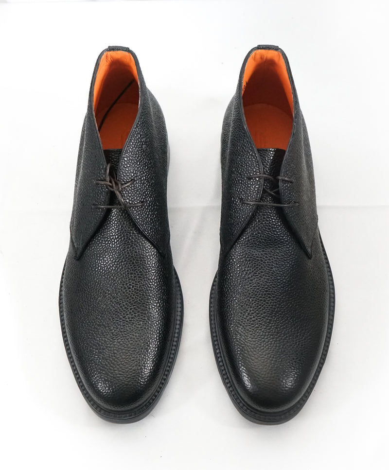 SANTONI - Pebbled Leather Ankle Chukka Boots - 11.5