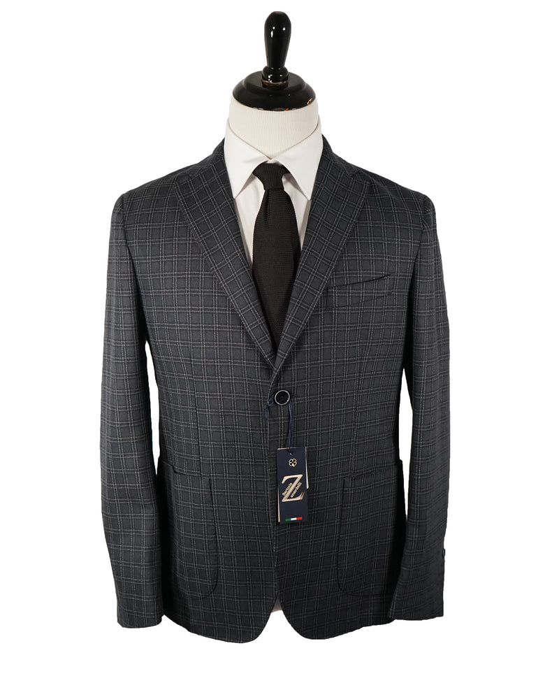 SARTORIE ZANARDELLI - Unlined Gray Bold Plaid Patch Pocket Suit Made In Italy-42S