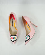 SOPHIA WEBSTER - "BOSS LADY" Pink Patent Leather Pump Heels - 7.5