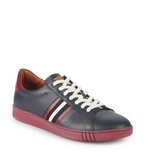 BALLY - “ASOR” Low-Top Blue Leather Logo Sneakers w Red Sole - 10US
