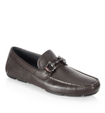 SALVATORE FERRAGAMO - “Parigi” Brown Grained Pebbled Leather Loafers - 11 EE