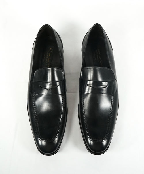 TO BOOT NEW YORK - "Moore" Black Penny Loafers Brogue Detail - 10.5