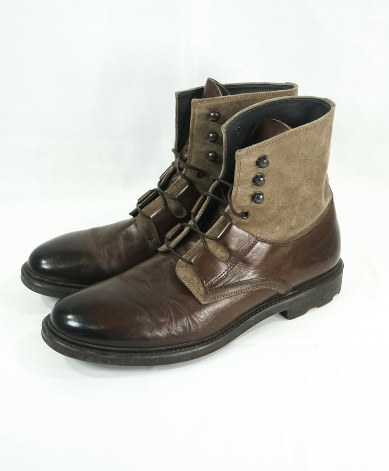 TO BOOT NEW YORK - “BLAKE” Mixed Media Brown Boot Unique Lacing - 10.5