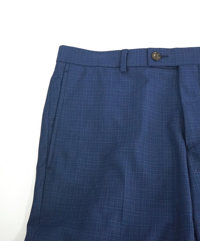 TED BAKER - Bold Blue Plaid Wool Flat Front Dress Pants- 34W