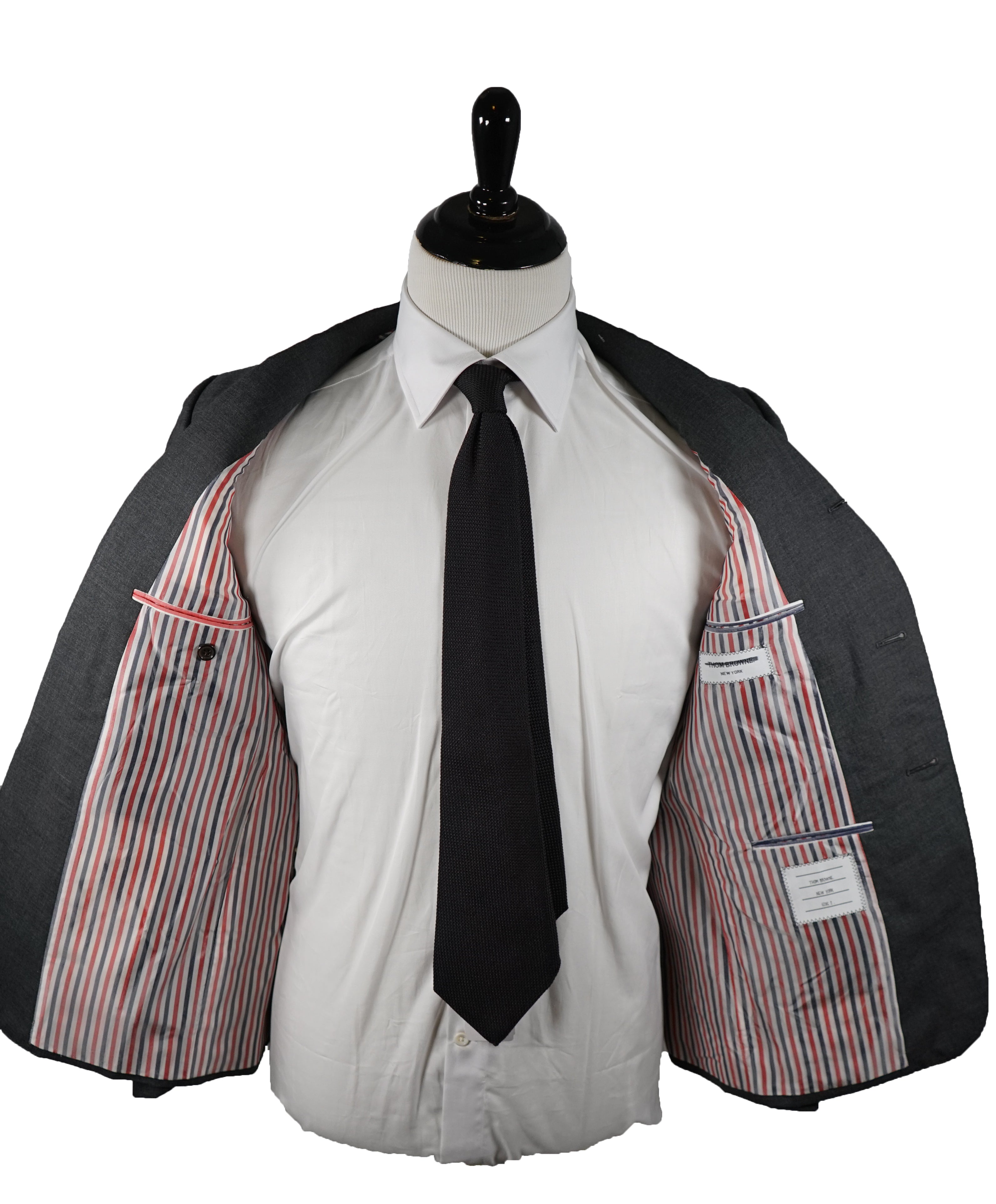 THOM BROWNE - Gray Premium Suit With Iconic Logo Detailing - SZ 2