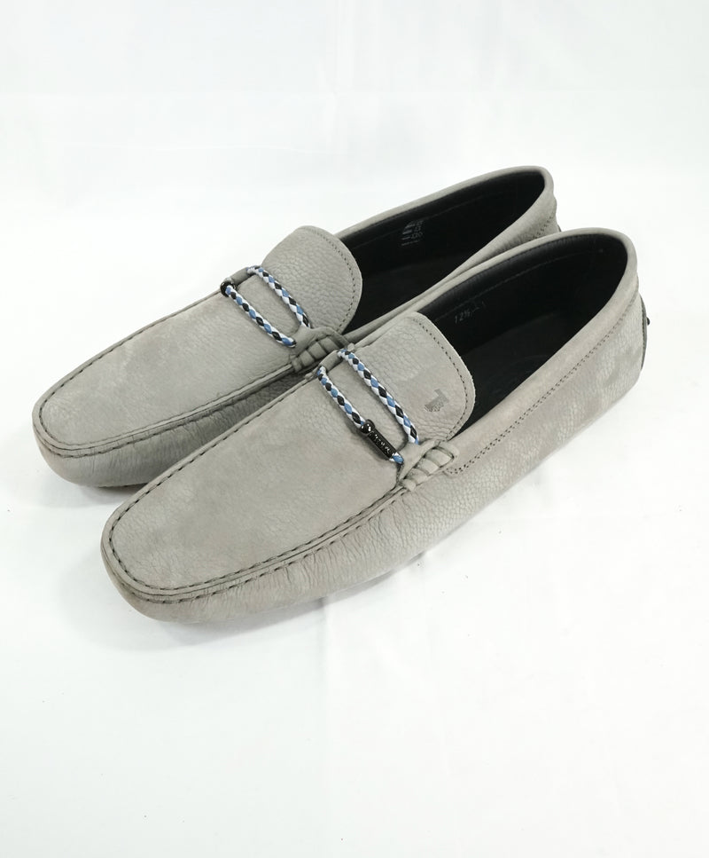 TOD’S - Gommini Laccetto Bi-Color Gray Suede Driving Loafers - 13.5