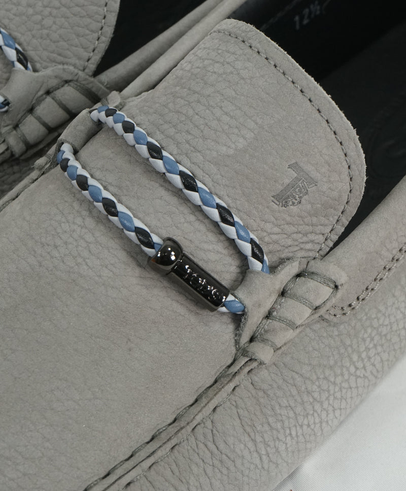 TOD’S - Gommini Laccetto Bi-Color Gray Suede Driving Loafers - 13.5