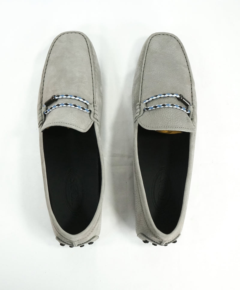 TOD’S - Gommini Laccetto Bi-Color Gray Suede Driving Loafers - 13.5