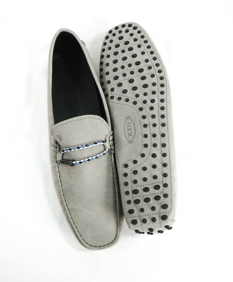 TOD’S - Gommini Laccetto Bi-Color Gray Suede Driving Loafers - 13.5