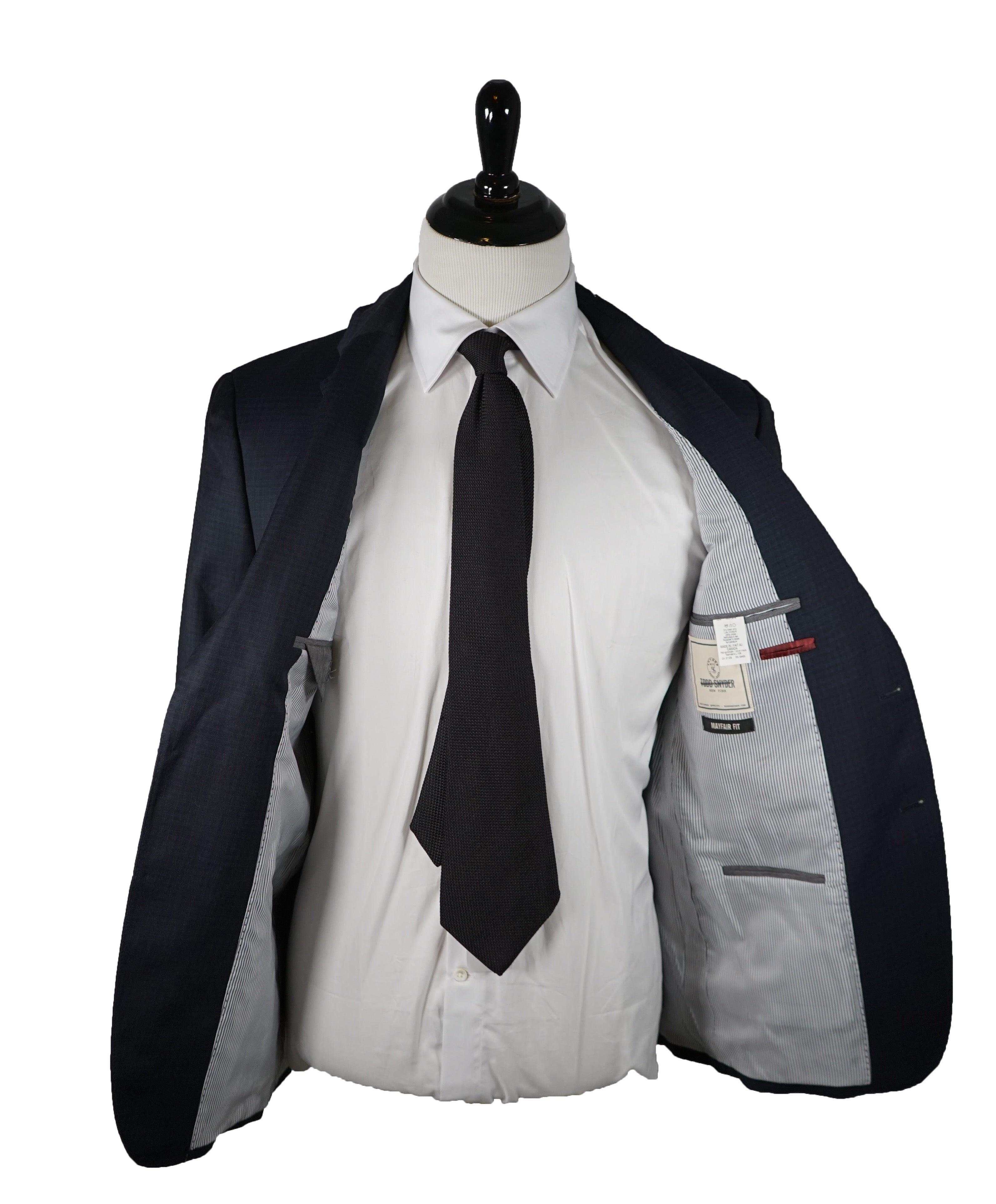 TODD SNYDER - “Mayfair Fit” Check Suit In Blue & Gray - 40R