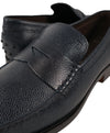 TOD’S - Blue Pebbled Leather Penny Loafers “Boston Devon” Leather Sole - 11
