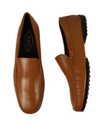 TOD’S - Brown “LOGO Gommini” Vamp Engraved Italian Leather Loafers - 12.5