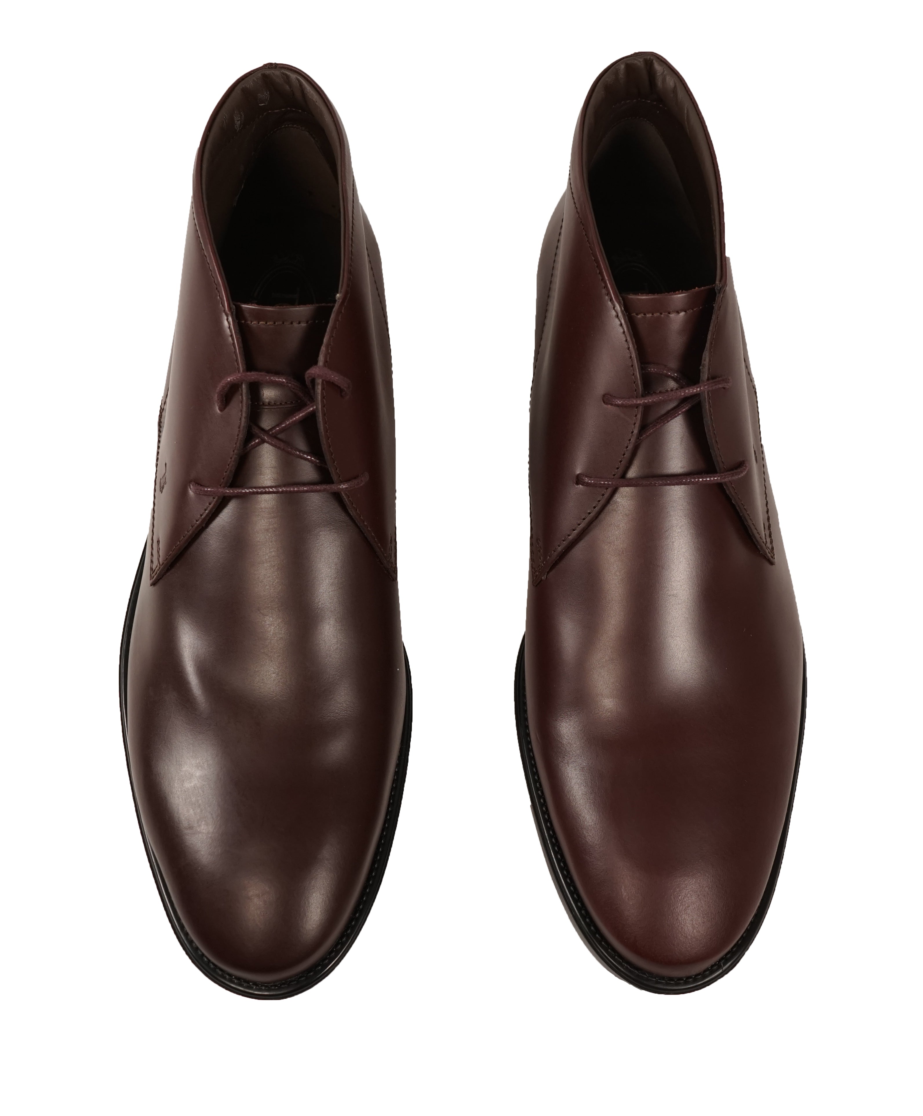 TOD’S - Brown Oxblood Rubber Sole Logo Chukka Boot - 11.5