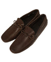 TOD’S - Brown Textured Knot Front Logo Leather “Laccetto Gommini” Loafers- 13