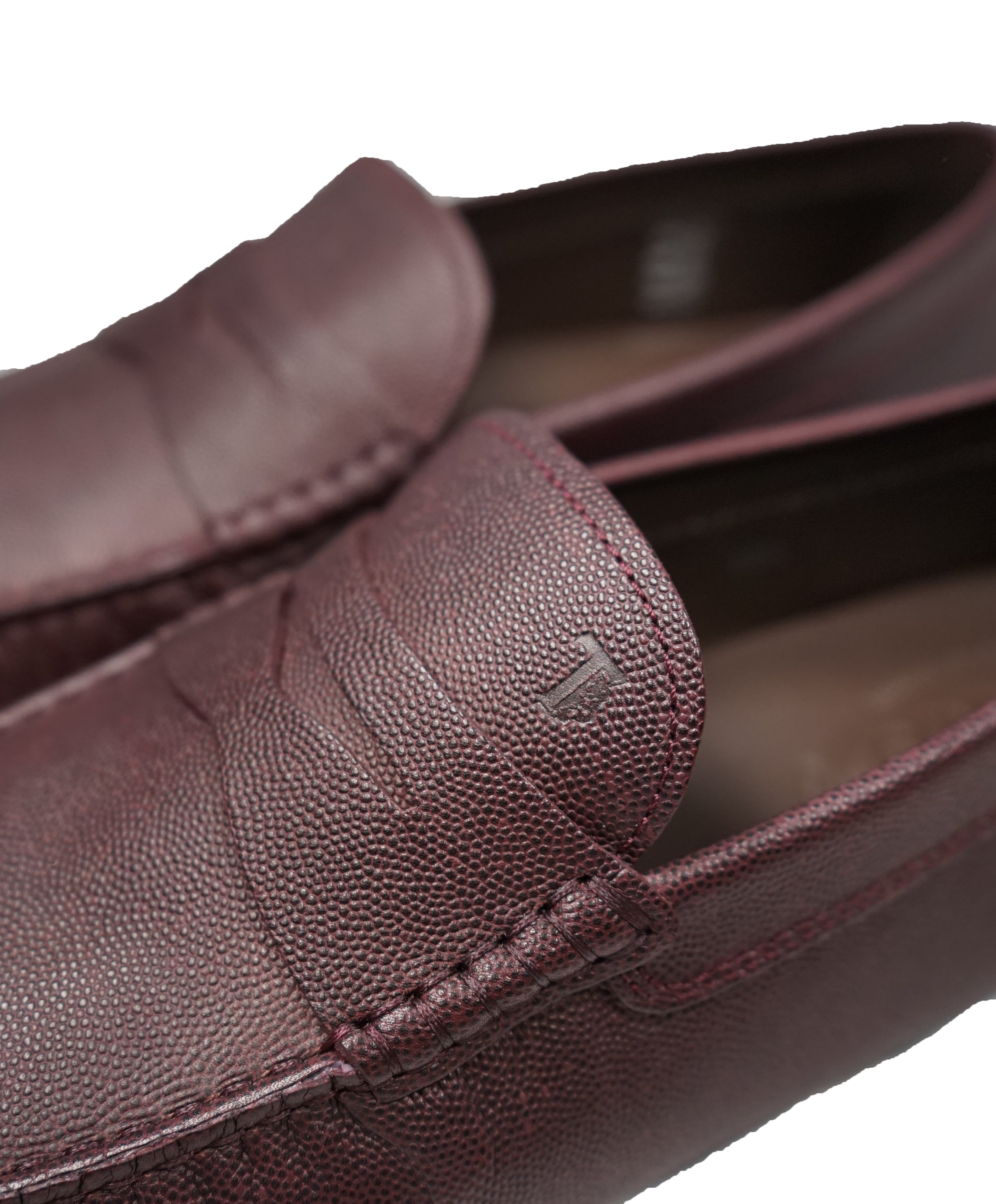 TOD’S - Burgundy Caviar Pebbled Penny/Driving Loafers - 11.5US