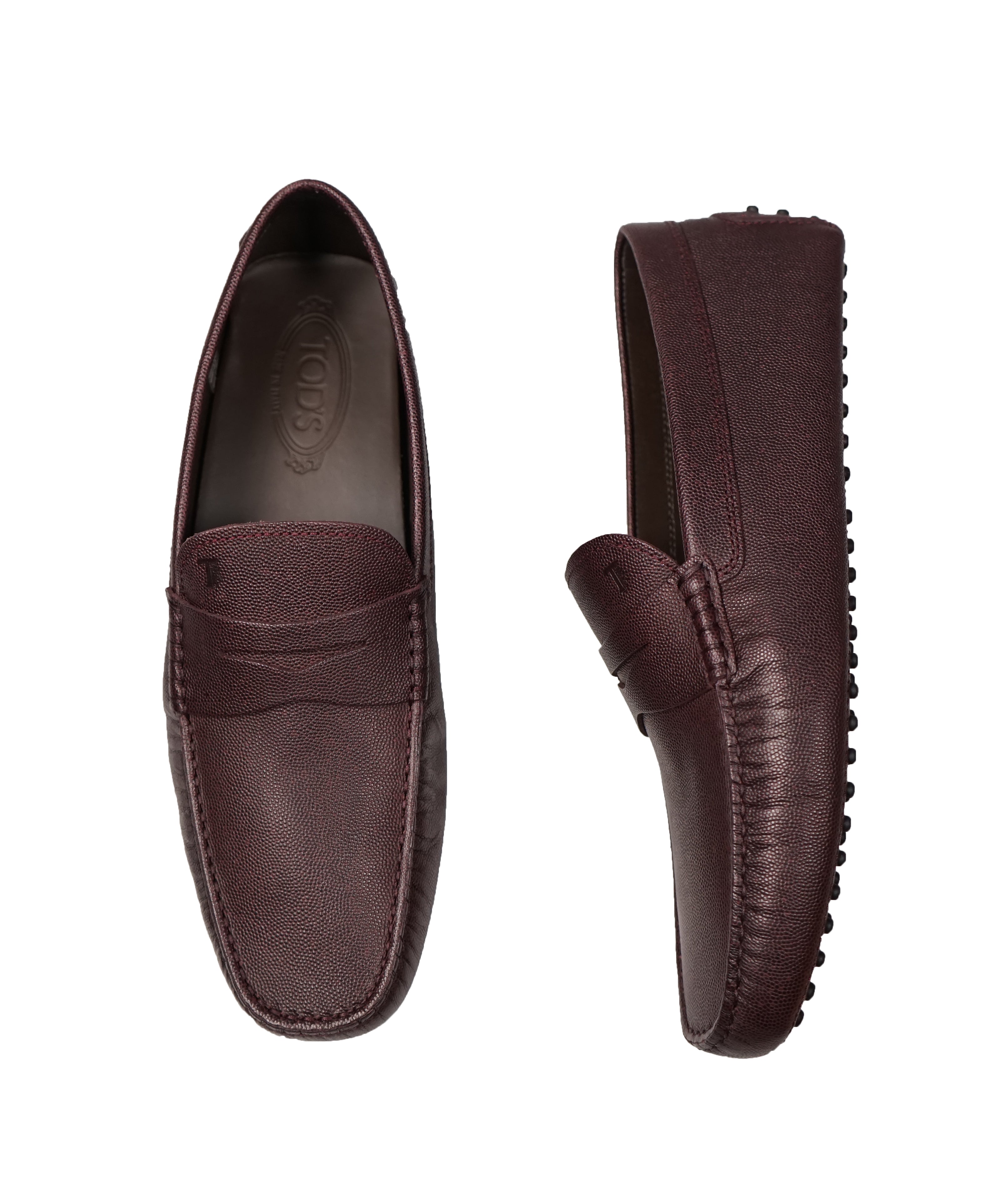 TOD’S - Burgundy Caviar Pebbled Penny/Driving Loafers - 11.5US