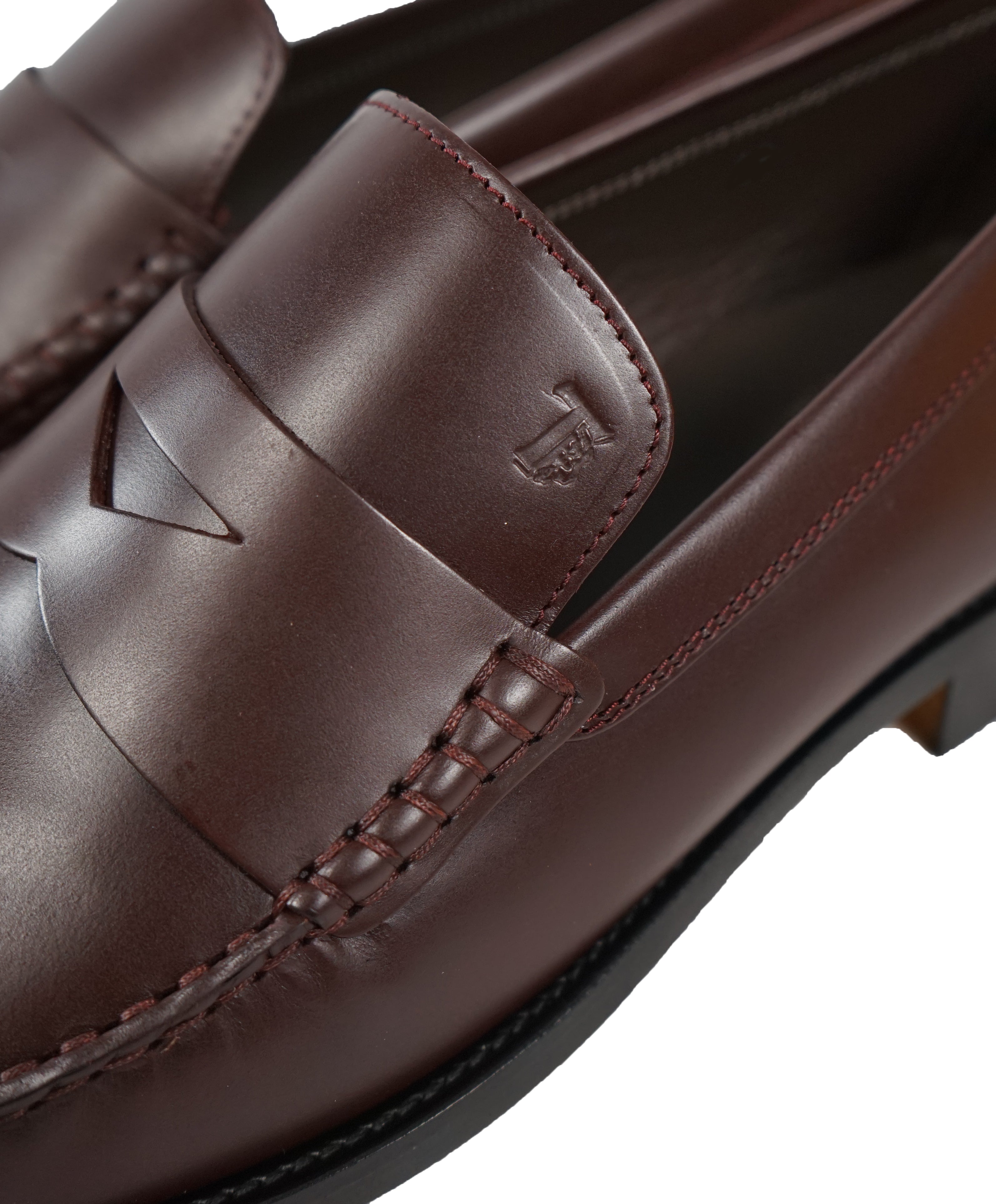 TOD’S - Burgundy Oxblood Leather Penny Loafers “Boston Devon” Leather Sole - 12US