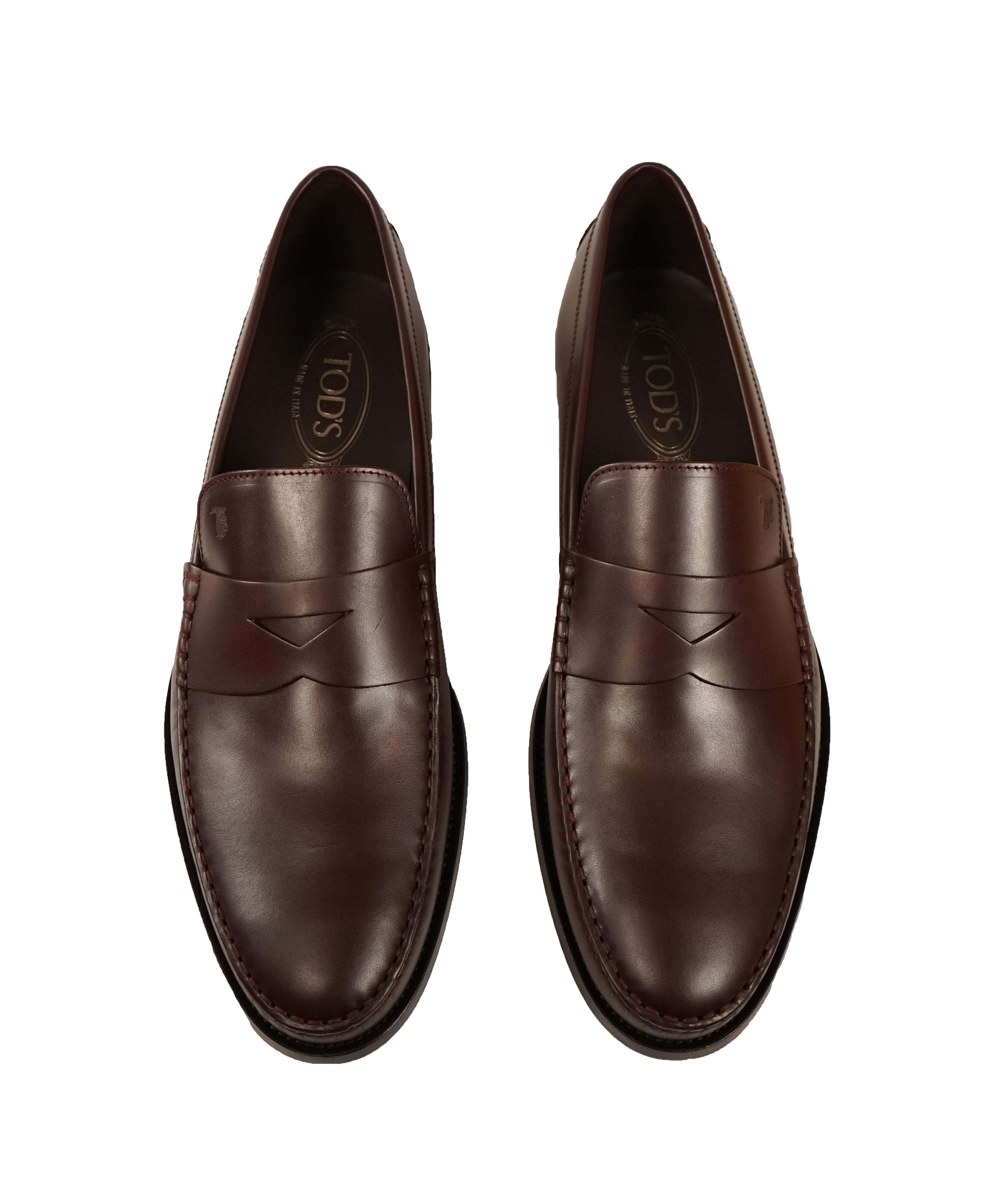 TOD’S - Burgundy Oxblood Leather Penny Loafers “Boston Devon” Leather Sole - 12US