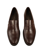 TOD’S - Burgundy Oxblood Leather Penny Loafers “Boston Devon” Leather Sole - 12US