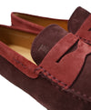 TOD’S - Gommini Laccetto Bi-Color Burgundy Suede Driving Loafers - 10.5