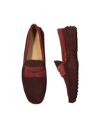 TOD’S - Gommini Laccetto Bi-Color Burgundy Suede Driving Loafers - 9